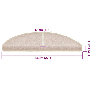 vidaXL Stair Mats 30 pcs. 56x17x3 cm Taupe Semi-circular