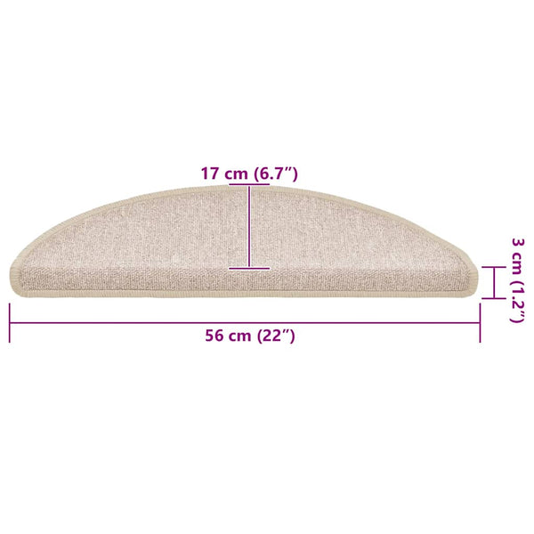 vidaXL Stair Mats 30 pcs. 56x17x3 cm Taupe Semi-circular
