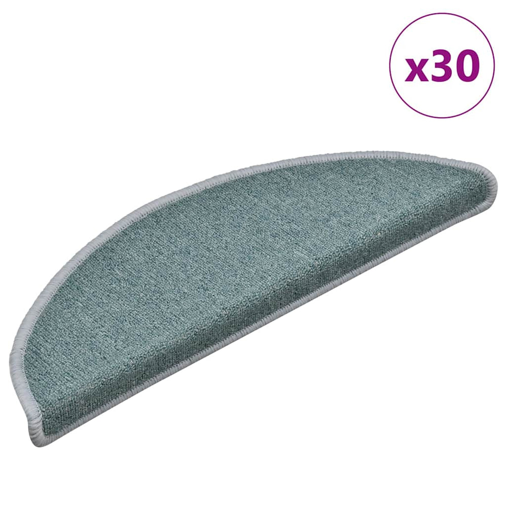 vidaXL Stair Mats 30 pcs. 56x17x3 cm Lake Blue Semi-circular