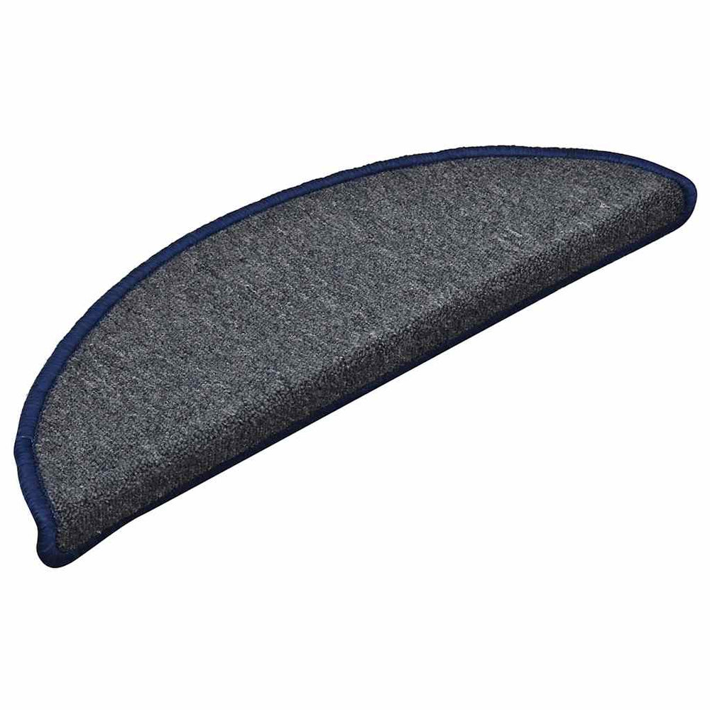 vidaXL Stair Mats 30 pcs. 56x17x3 cm Dark Grey and Blue Half-Round