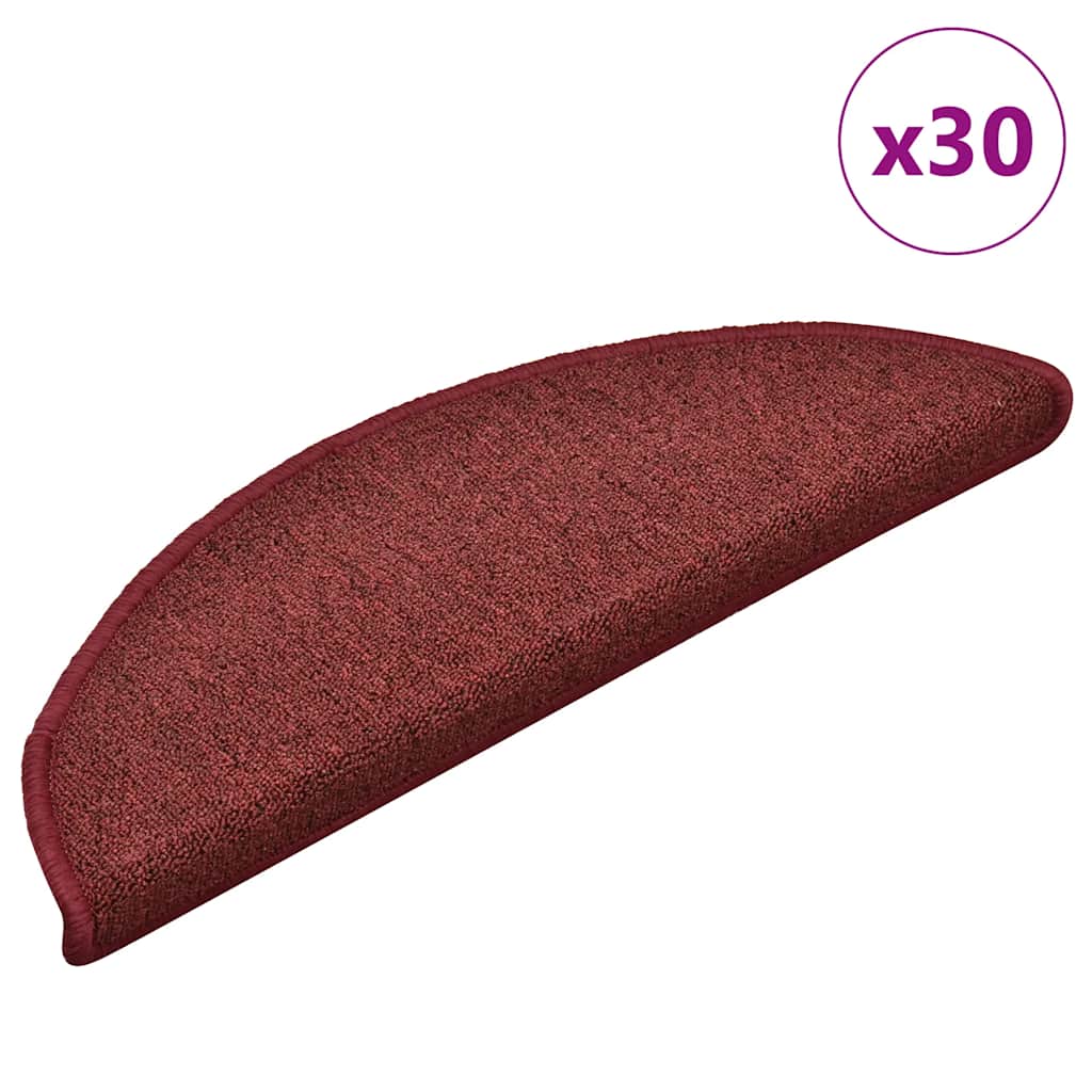vidaXL Stair Mats 30 pcs 56x17x3 cm Burgundy Half Round