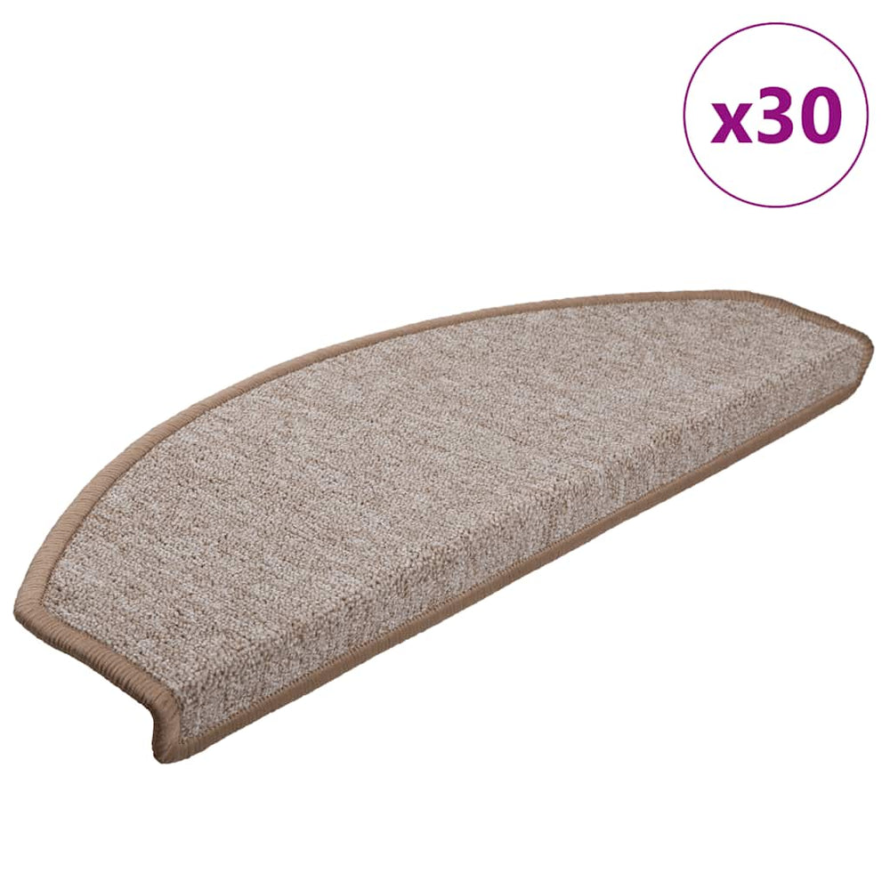vidaXL Stair Mats 30 pcs 65x24x4 cm Light Brown Semicircle Large
