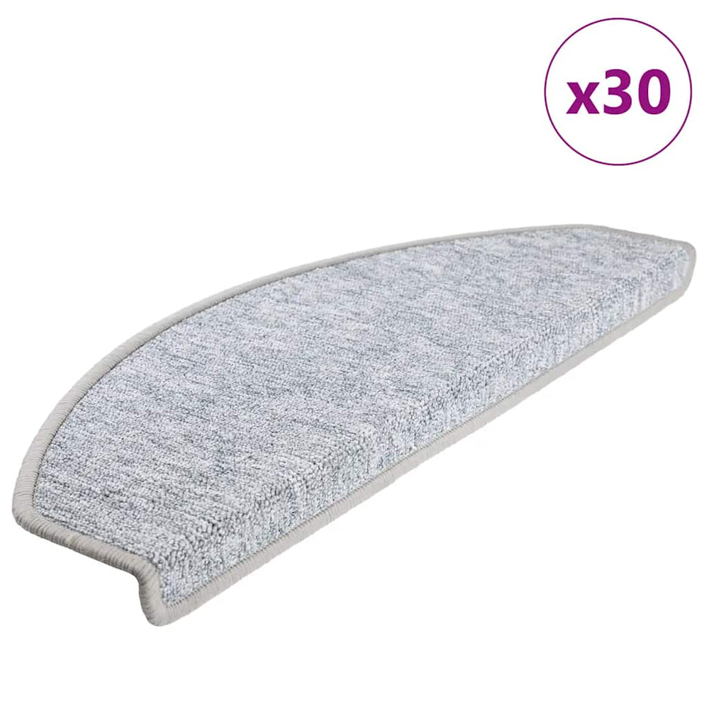 vidaXL Stair Mats 30 pcs. 65x24x4 cm Light Grey Half-Round Large