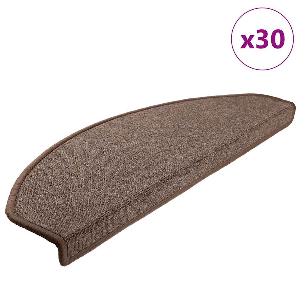 vidaXL Stair Mats 30 pcs. 65x24x4 cm Coffee Brown Half Round Large