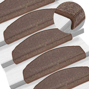 vidaXL Stair Mats 30 pcs. 65x24x4 cm Coffee Brown Half Round Large