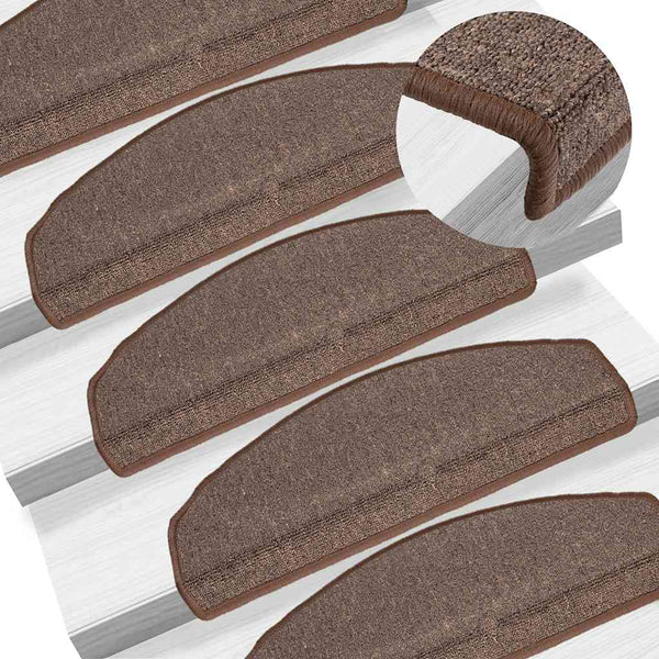 vidaXL Stair Mats 30 pcs. 65x24x4 cm Coffee Brown Half Round Large