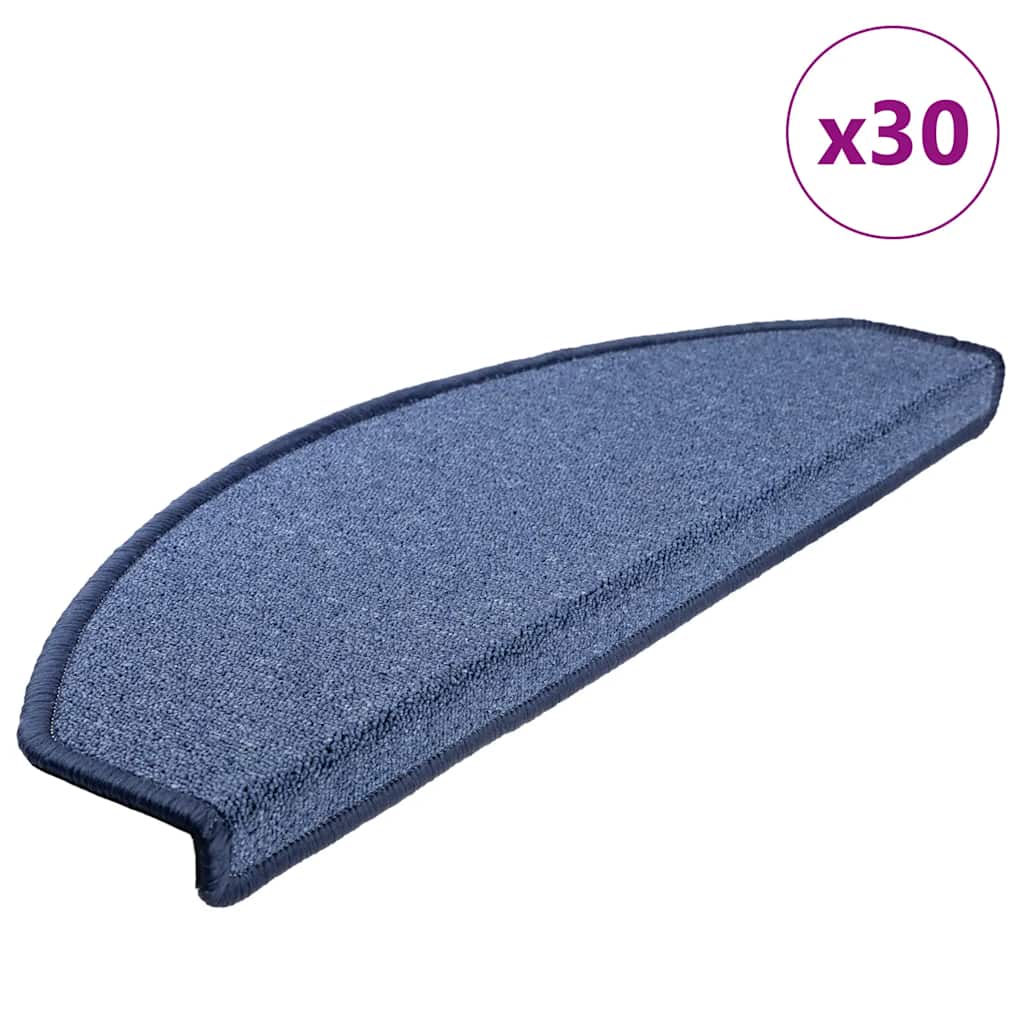 vidaXL Stair Mats 30 pcs. 65x24x4 cm Blue Half Round Large