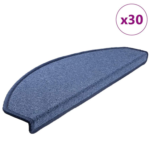 vidaXL Stair Mats 30 pcs. 65x24x4 cm Blue Half Round Large