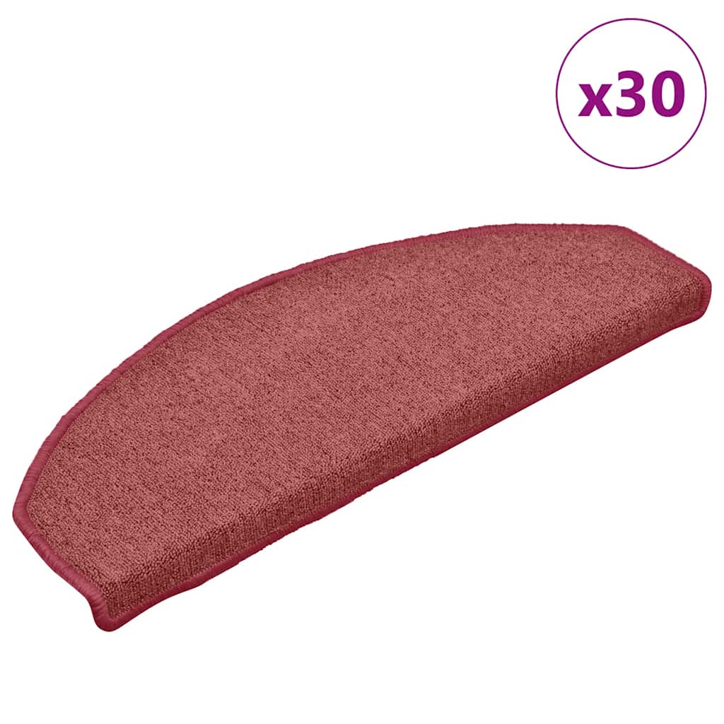 vidaXL Stair Mats 30 pcs. 65x24x4 cm Burgundy Half Round Large