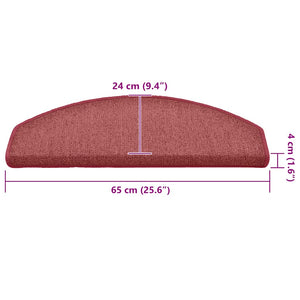 vidaXL Stair Mats 30 pcs. 65x24x4 cm Burgundy Half Round Large