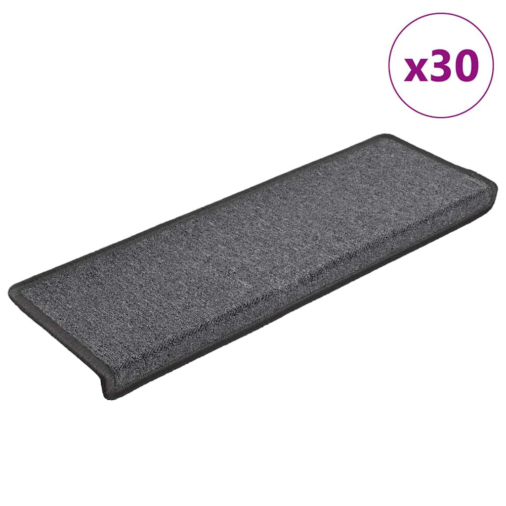 vidaXL Stair Mats 30 pcs. 65x21x4 cm Dark Grey Rectangular Edge