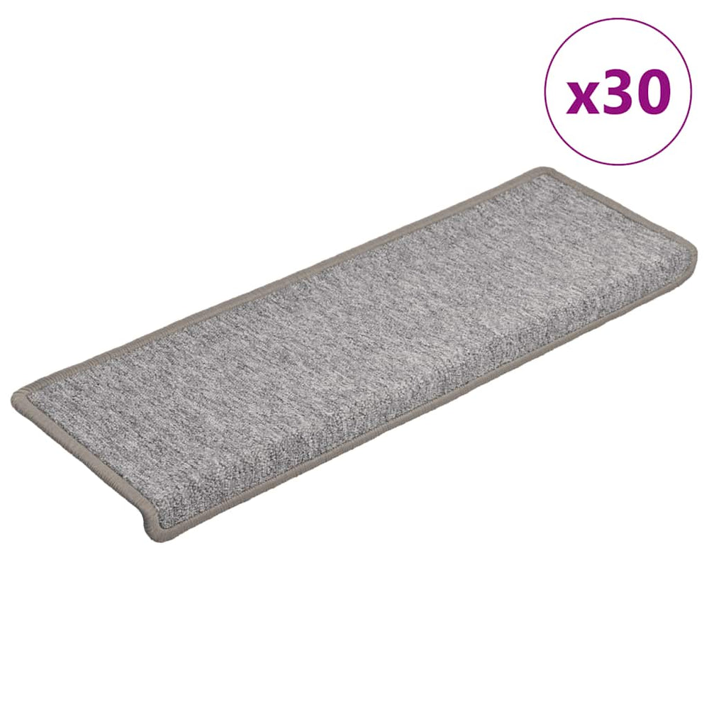 vidaXL Stair Mats 30 pcs. 65x21x4 cm Light Gray Rectangular Edge