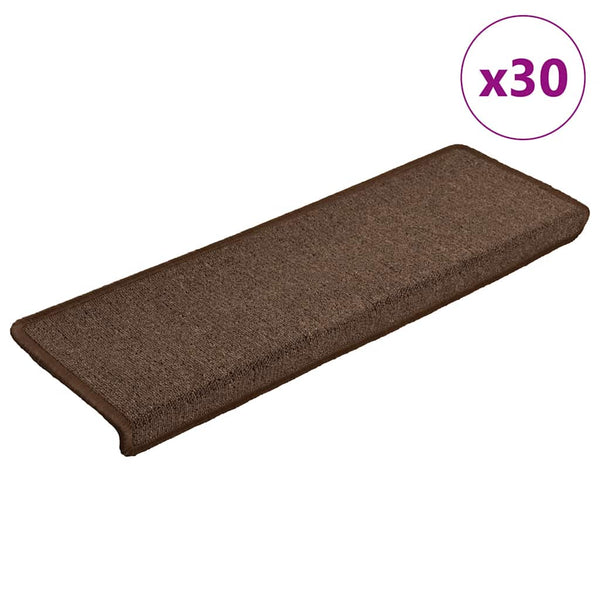 vidaXL Stair Mats 30 pcs. 65x21x4 cm Coffee Brown Rectangular Edge