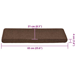 vidaXL Stair Mats 30 pcs. 65x21x4 cm Coffee Brown Rectangular Edge