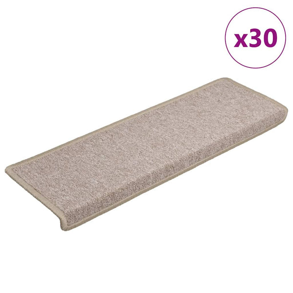 vidaXL Stair Mats 30 pcs. 65x21x4 cm Taupe Rectangular Edge