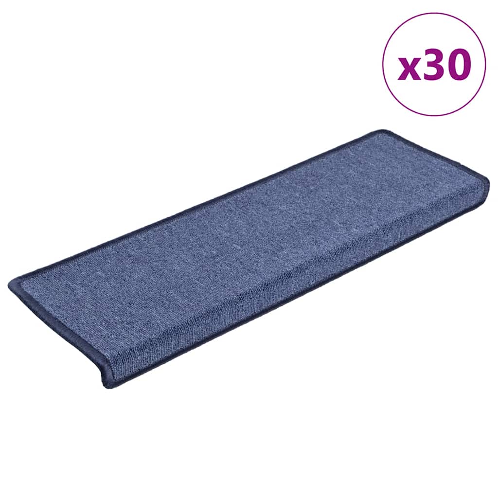 vidaXL Stair Mats 30 pcs. 65x21x4 cm Blue Rectangular Edge
