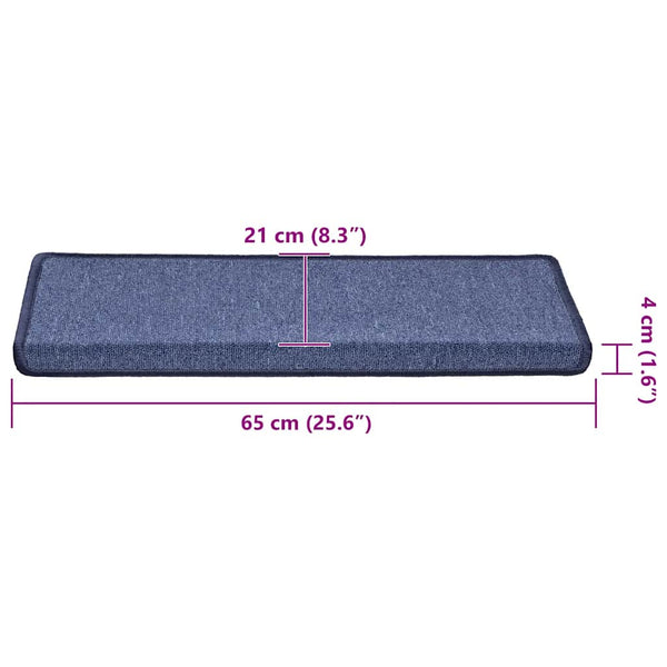 vidaXL Stair Mats 30 pcs. 65x21x4 cm Blue Rectangular Edge