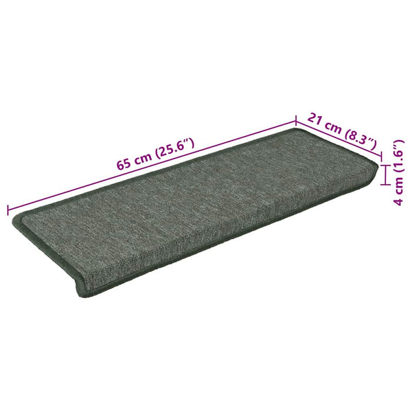 vidaXL Stair Mats 30 pcs. 65x21x4 cm Dark Green Rectangular Edge
