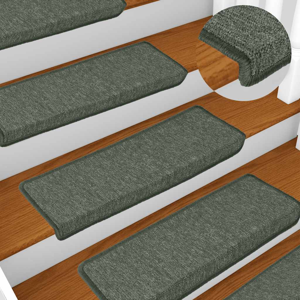 vidaXL Stair Mats 30 pcs. 65x21x4 cm Dark Green Rectangular Edge