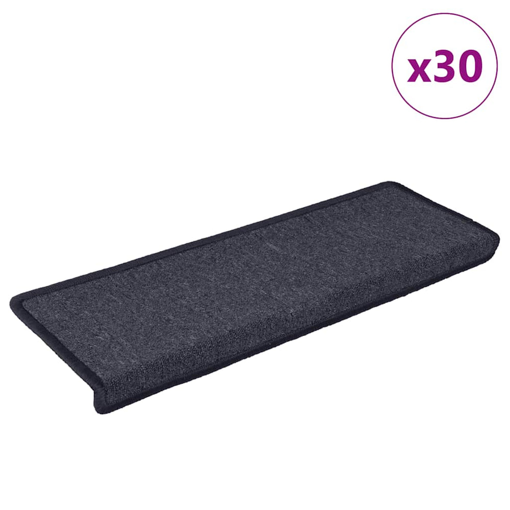 vidaXL Stair Mats 30 pcs 65 x 21 x 4 cm Dark Grey and Blue Rectangular Edge
