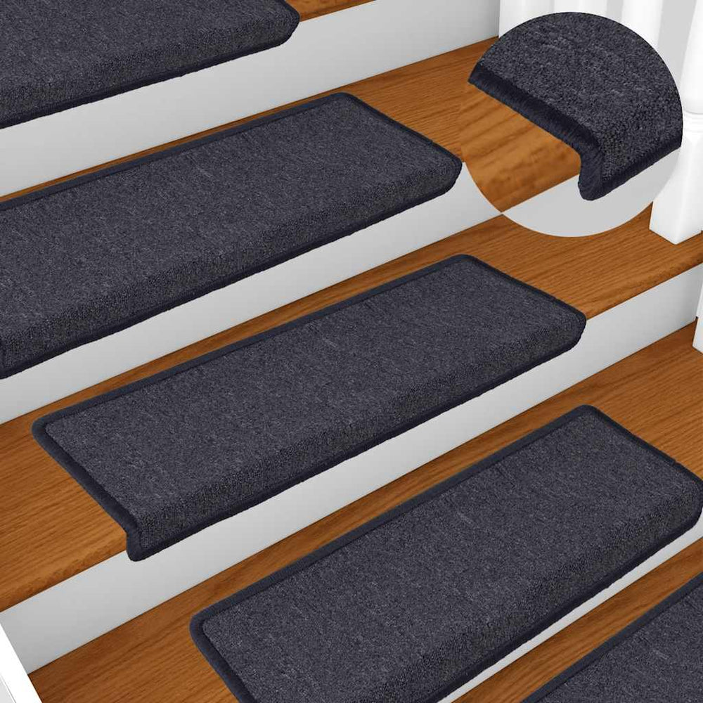 vidaXL Stair Mats 30 pcs 65 x 21 x 4 cm Dark Grey and Blue Rectangular Edge