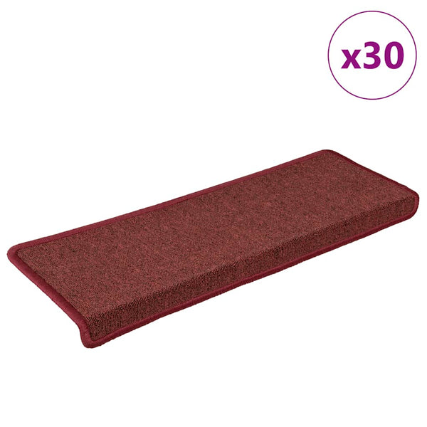 vidaXL Stair Mats 30 pcs. 65x21x4 cm Burgundy Rectangular Edge