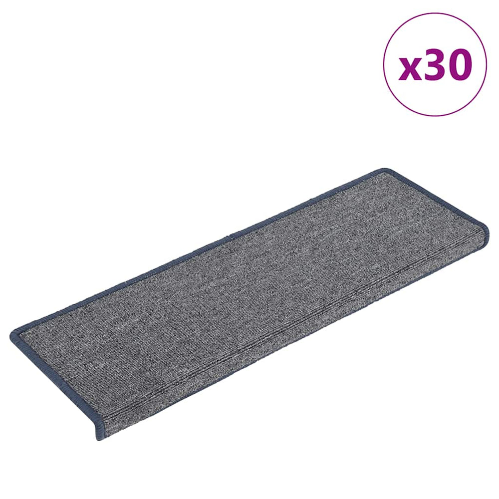 vidaXL Stair Mats 30 pcs. 65 x 21 x 4 cm Light Gray and Blue Rectangular Edge
