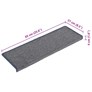 vidaXL Stair Mats 30 pcs. 65 x 21 x 4 cm Light Gray and Blue Rectangular Edge
