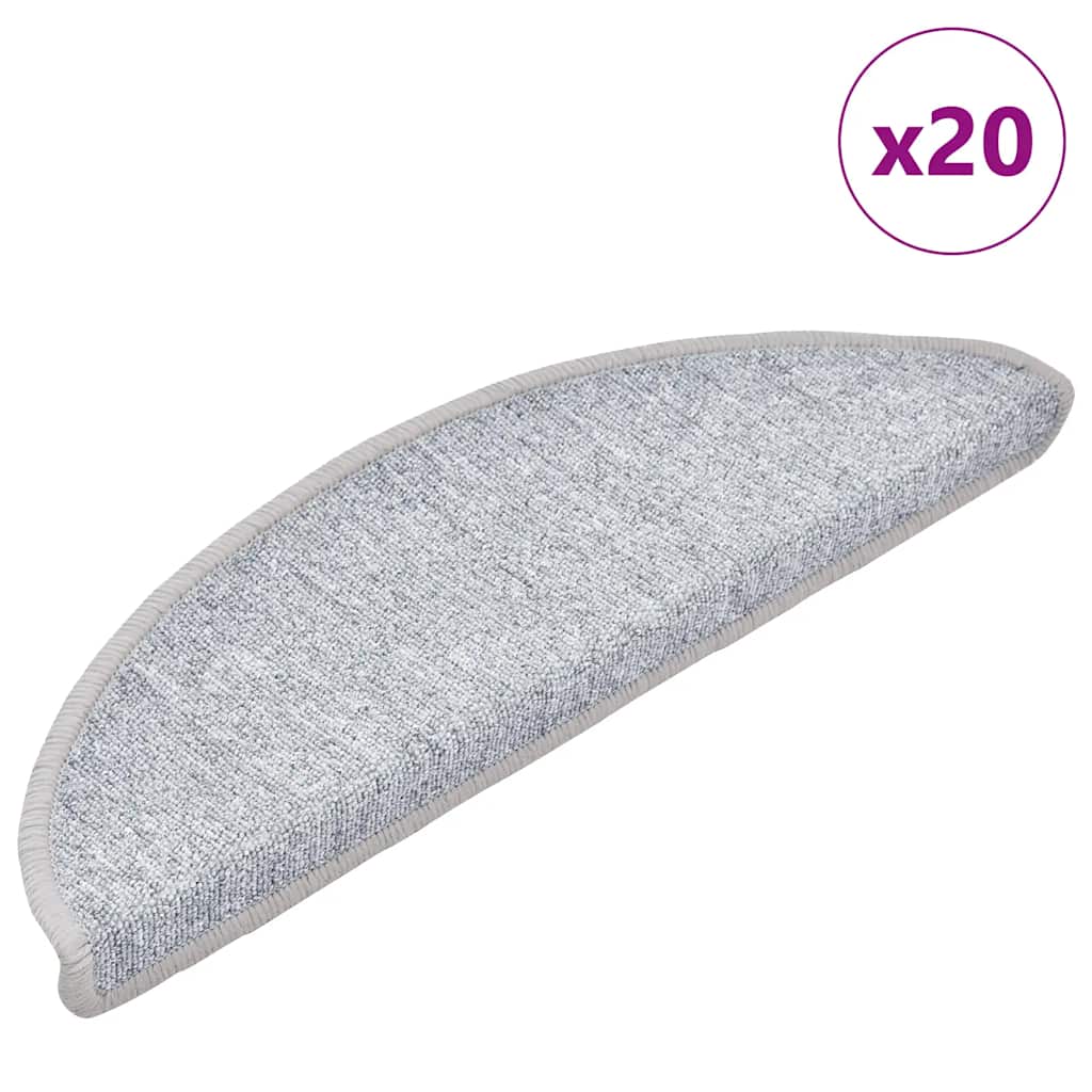 vidaXL Stair Mats 20 pcs. 56x17x3 cm Light Grey Semi-circular