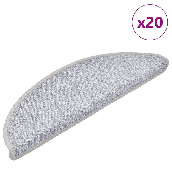 vidaXL Stair Mats 20 pcs. 56x17x3 cm Light Grey Semi-circular