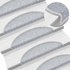 vidaXL Stair Mats 20 pcs. 56x17x3 cm Light Grey Semi-circular
