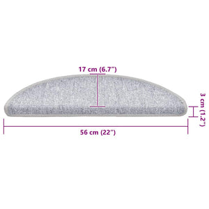 vidaXL Stair Mats 20 pcs. 56x17x3 cm Light Grey Semi-circular