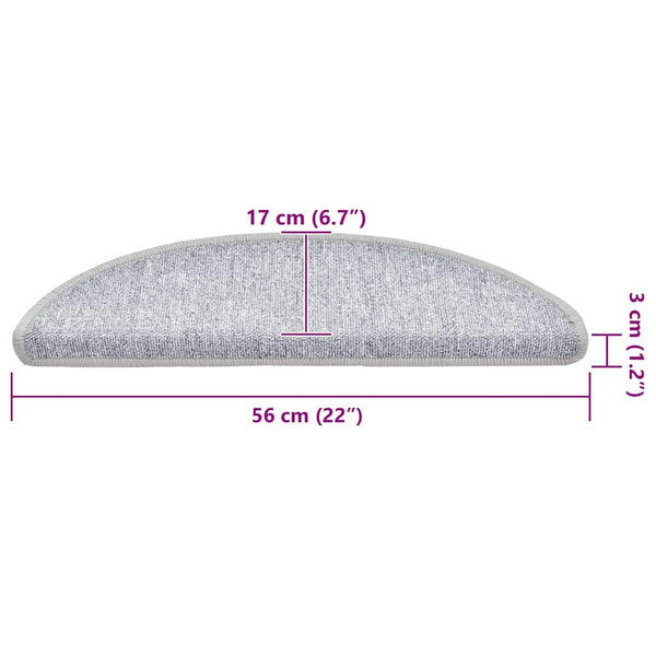 vidaXL Stair Mats 20 pcs. 56x17x3 cm Light Grey Semi-circular