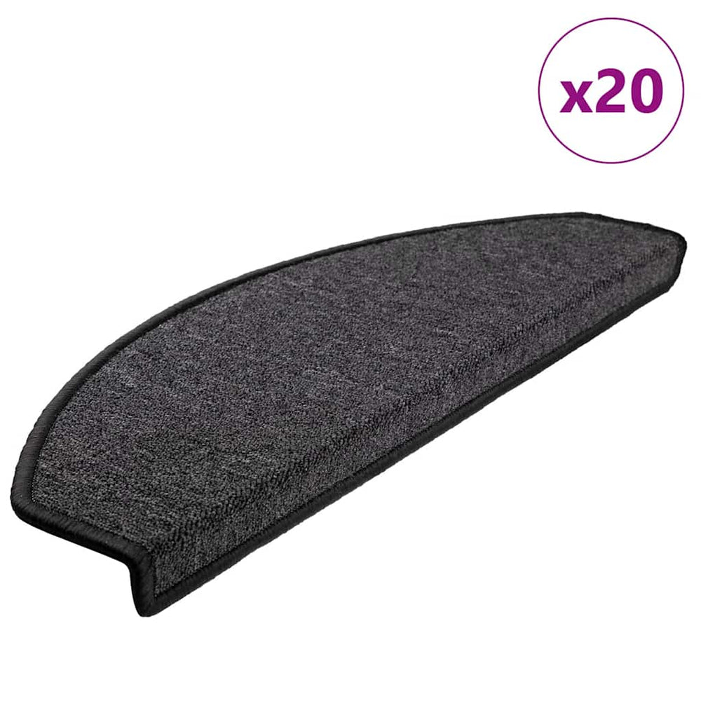 vidaXL Stair Mats 20 pcs. 65x24x4 cm Anthracite Semi-Circular Large