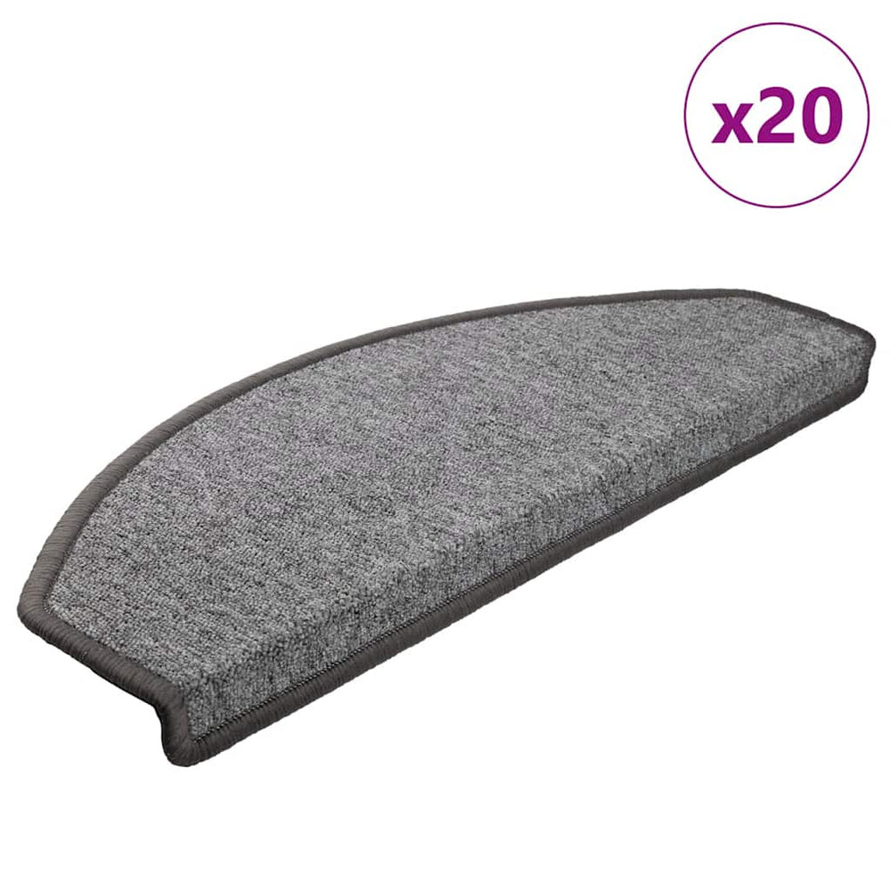 vidaXL Stair Mats 20 pcs. 65x24x4 cm Dark Grey Half Round Large
