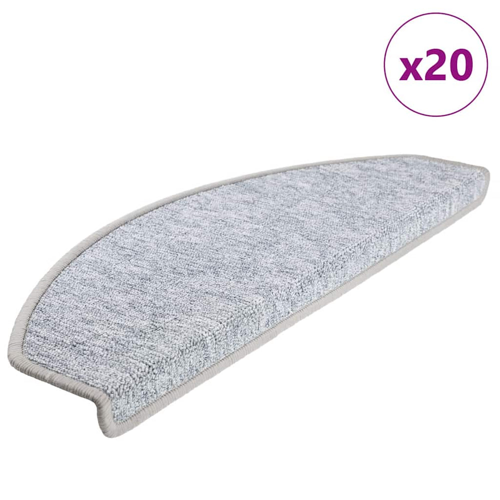 vidaXL Stair Mats 20 pcs. 65x24x4 cm Light Grey Half-Round Large