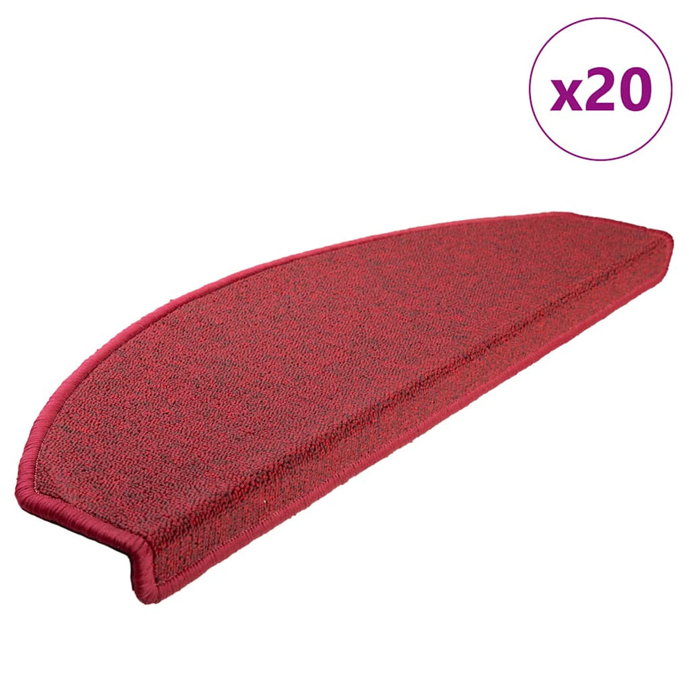 vidaXL Stair Mats 20 pcs. 65x24x4 cm Red Semi-Circular Large