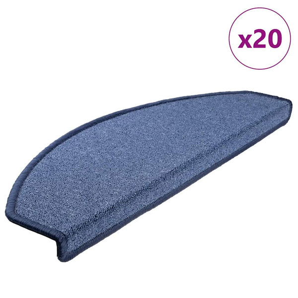 vidaXL Stair Mats 20 pcs. 65x24x4 cm Blue Semi-circular Large