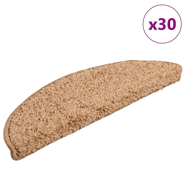 vidaXL Stair Mats 30 pcs. 56x17x3 cm Beige Semi-Circular