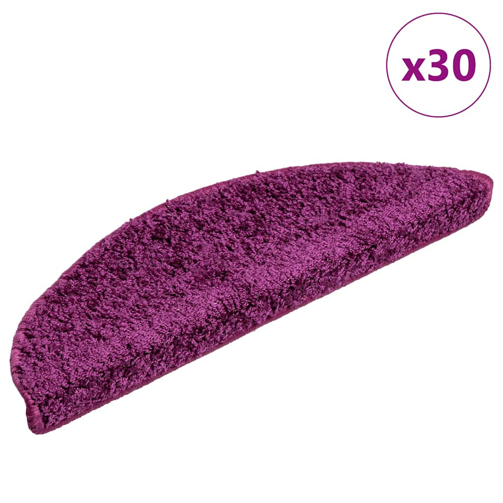 vidaXL Stair Mats 30 pcs. 56x17x3 cm Purple Half-Round