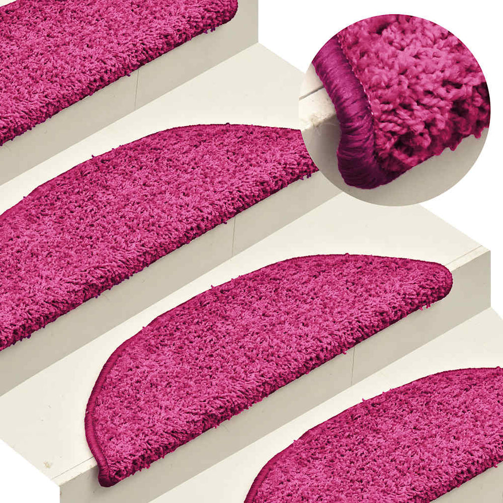 vidaXL Stair Mats 30 pcs 56x17x3 cm Pink Semi-Circular