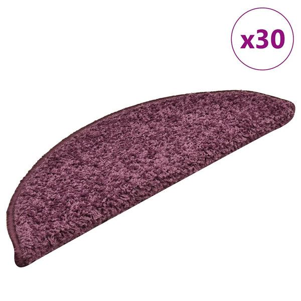 vidaXL Stair Mats 30 pcs. 56x17x3 cm Dark Purple Semi-circular