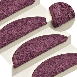 vidaXL Stair Mats 30 pcs. 56x17x3 cm Dark Purple Semi-circular