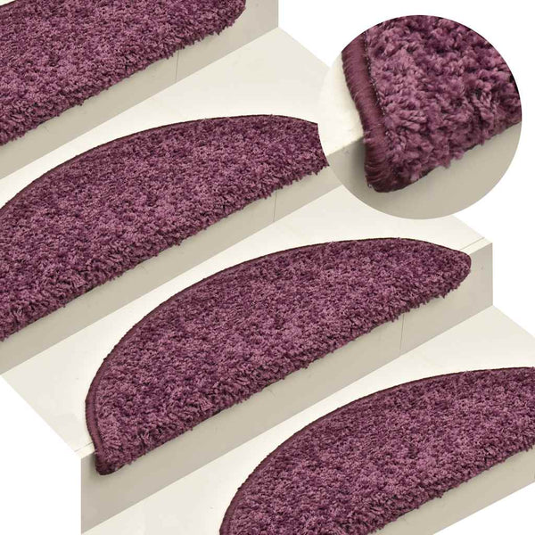 vidaXL Stair Mats 30 pcs. 56x17x3 cm Dark Purple Semi-circular