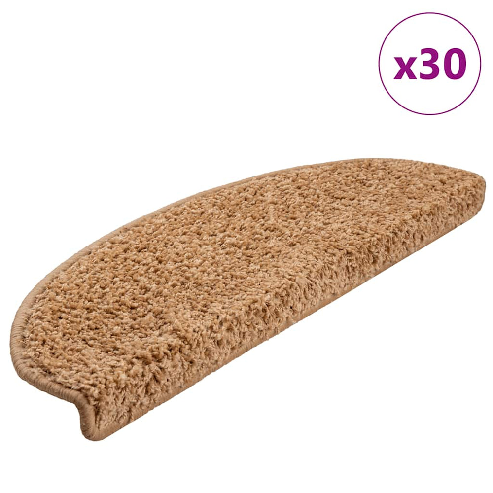 vidaXL Stair Mats 30 pcs. 65x21x4 cm Beige Half Round Large