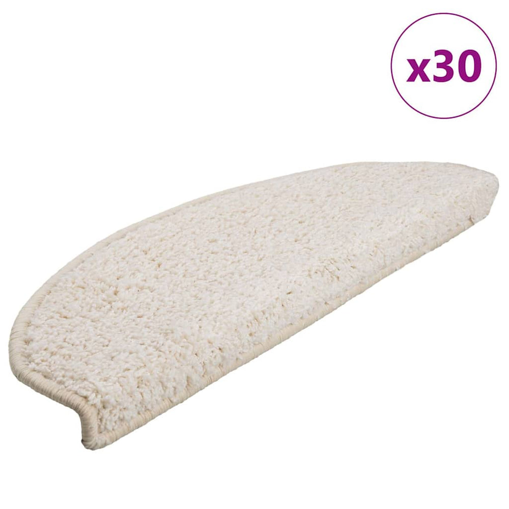 vidaXL Stair Mats 30 pcs. 65x21x4 cm White Half-Round Large