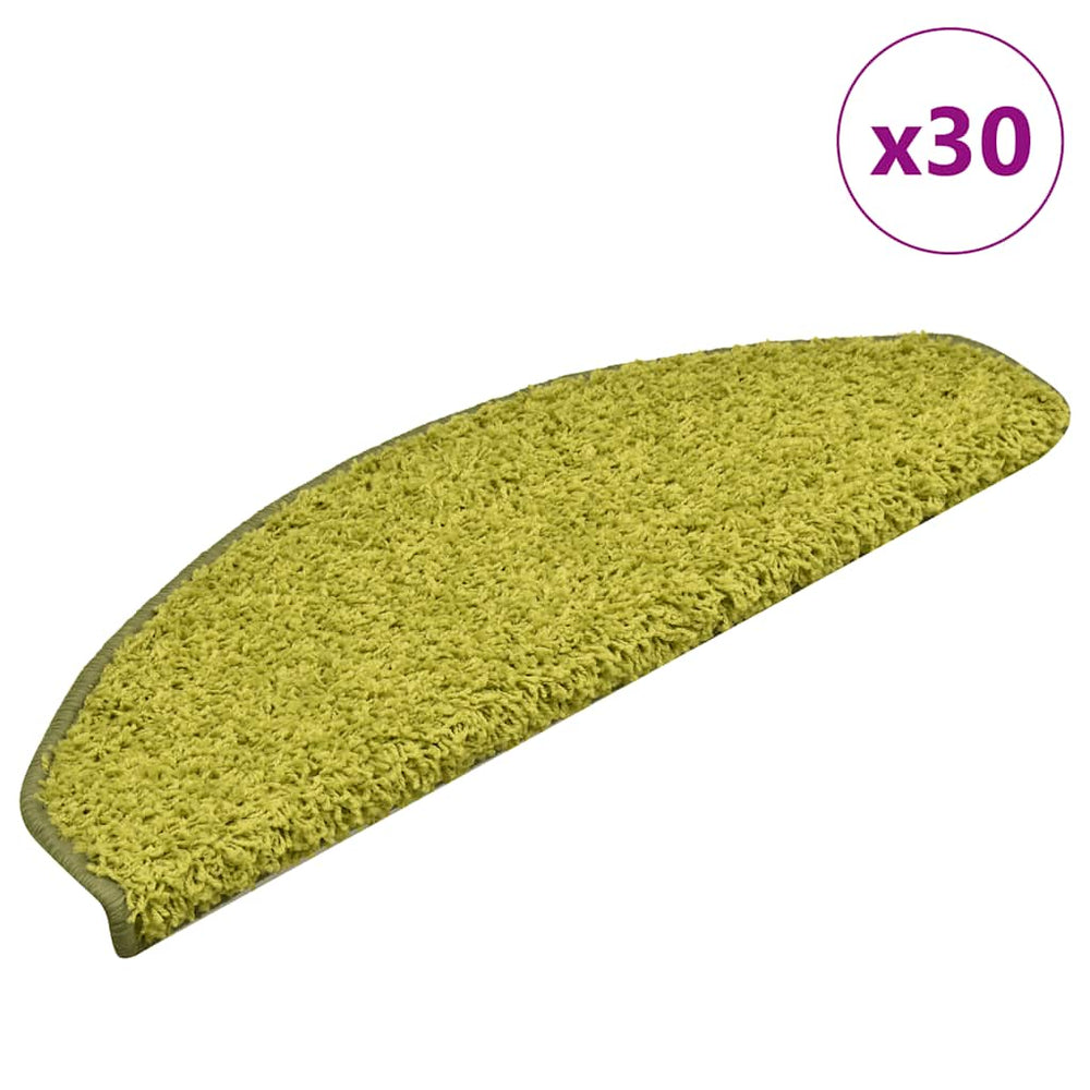 vidaXL Stair Mats 30 pcs. 65x21x4 cm Green Half-Round Large