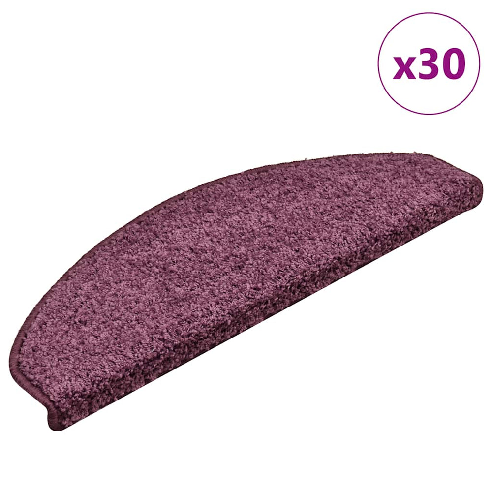vidaXL Stair Mats 30 pcs. 65x21x4 cm Dark Purple Semi-Circular Large