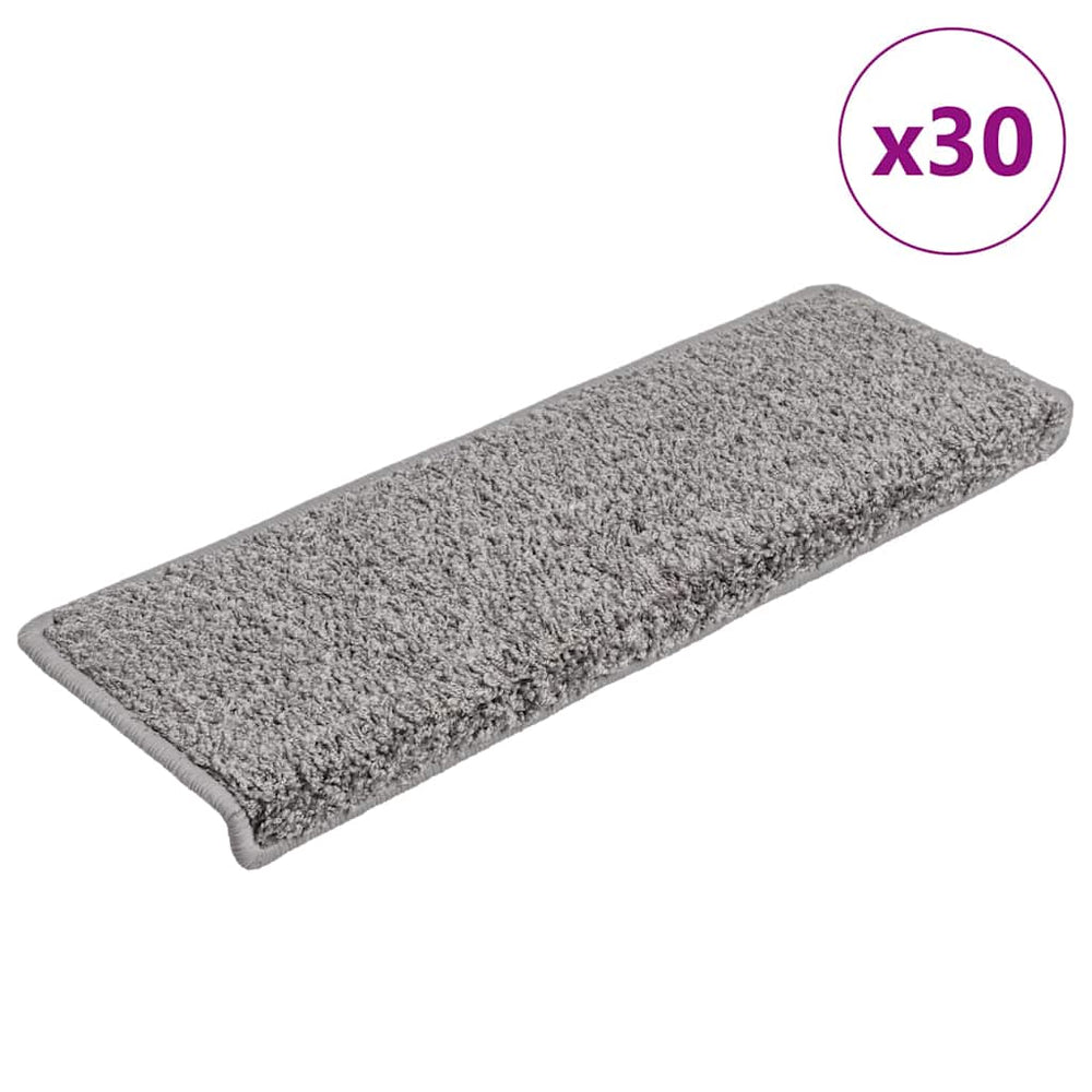 vidaXL Stair Mats 30 pcs. 65x21x4 cm Grey Rectangular Edge