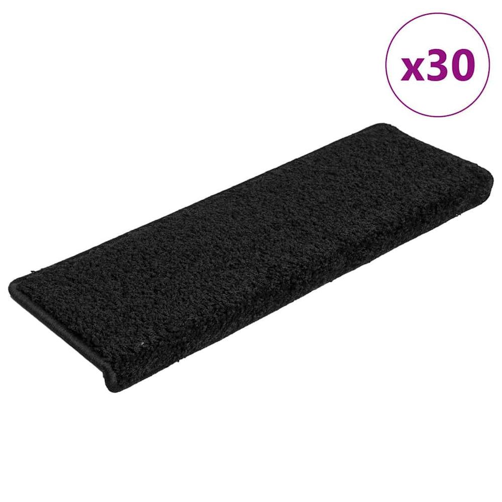 vidaXL Stair Mats 30 pcs. 65x21x4 cm Black Rectangular Edge